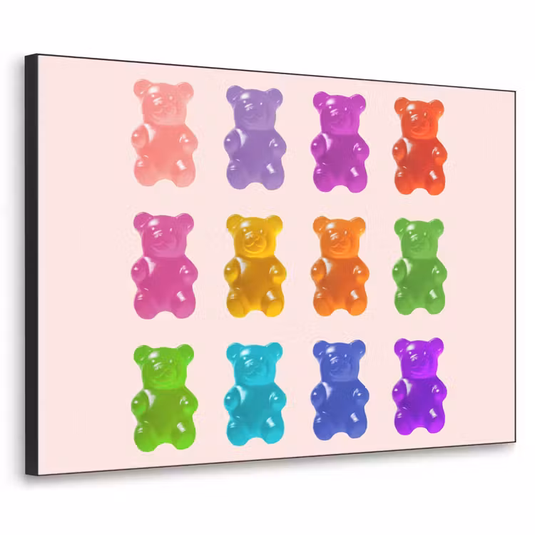 Beer - Kleurrijk - Snoep Textielframe zwart klein -3d