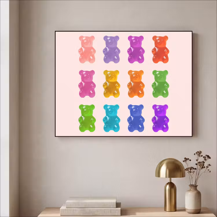 Beer - Kleurrijk - Snoep Textielframe - compleet frame klein -sfeer2