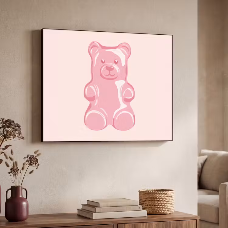 Beer - Roze - Snoep Textielframe - compleet frame klein -sfeer3