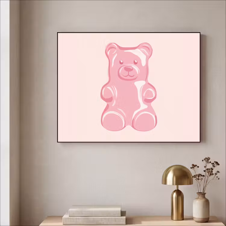 Beer - Roze - Snoep Textielframe - compleet frame klein -sfeer2