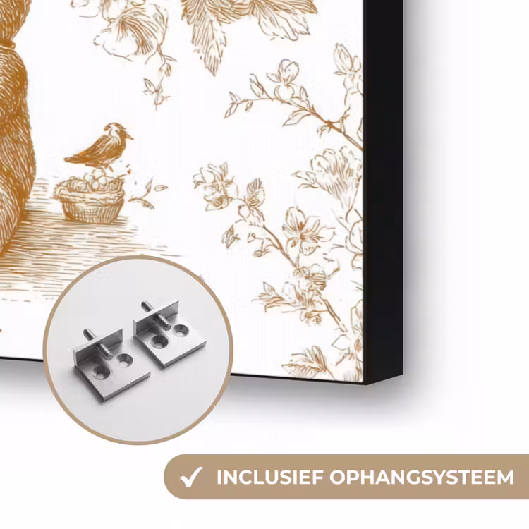Beer - Tijdloos - Bruin Textielframe zwart klein 947 -USP_ophangsysteemNL