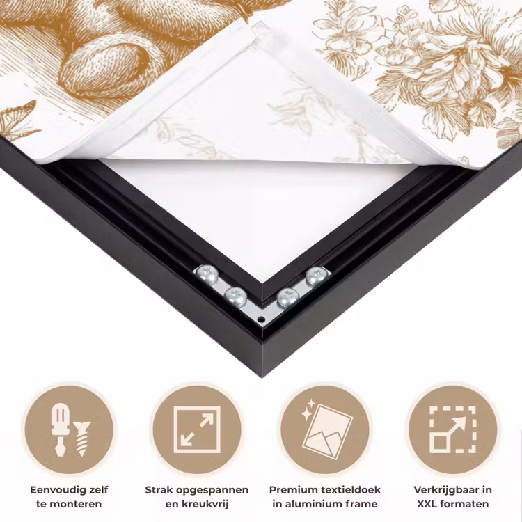 Beer - Tijdloos - Bruin Textielframe zwart klein 947 -USP_feed_closeupNL