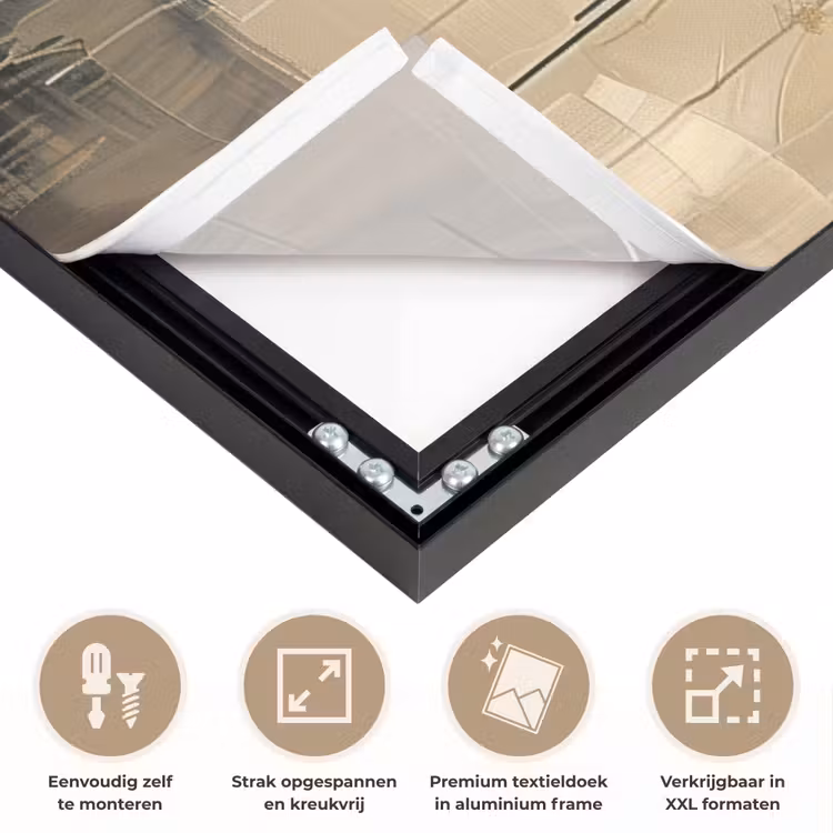 Beige - Abstract - Boom - Goud Textielframe zwart klein -USP_feed_closeupNL