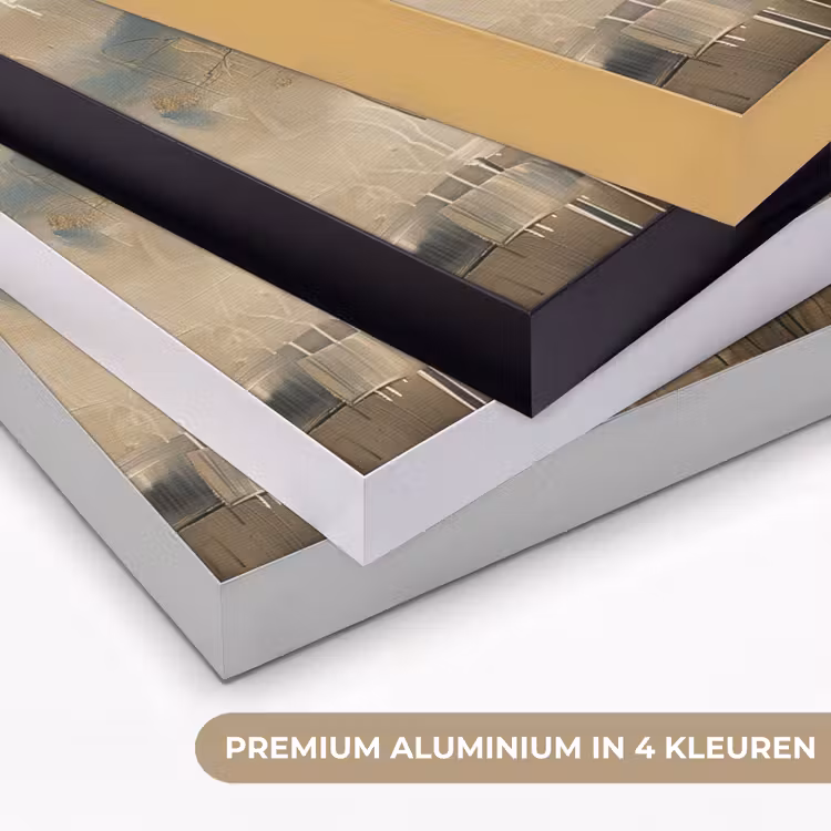 Beige - Abstract - Boom - Goud Textielframe zwart klein -USP_kleurenNL