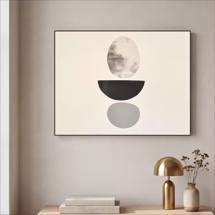 Beige - Japandi - Wabi sabi Textielframe zwart klein -sfeer2
