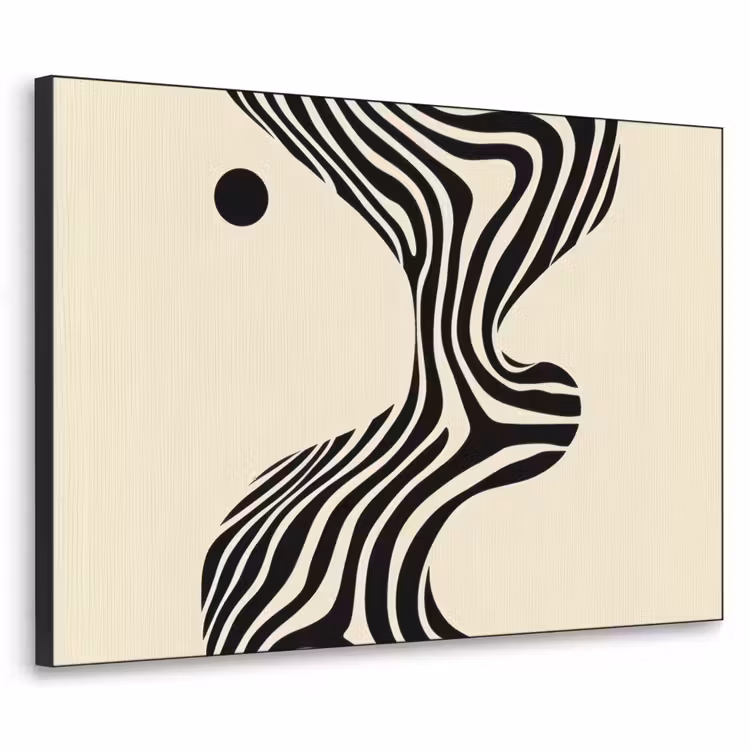 Beige - Lijnen - Golvend -  Abstract Textielframe - compleet frame klein -3d