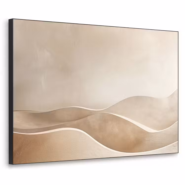Beige - Natuur - Abstract - Modern Textielframe zwart klein -3d
