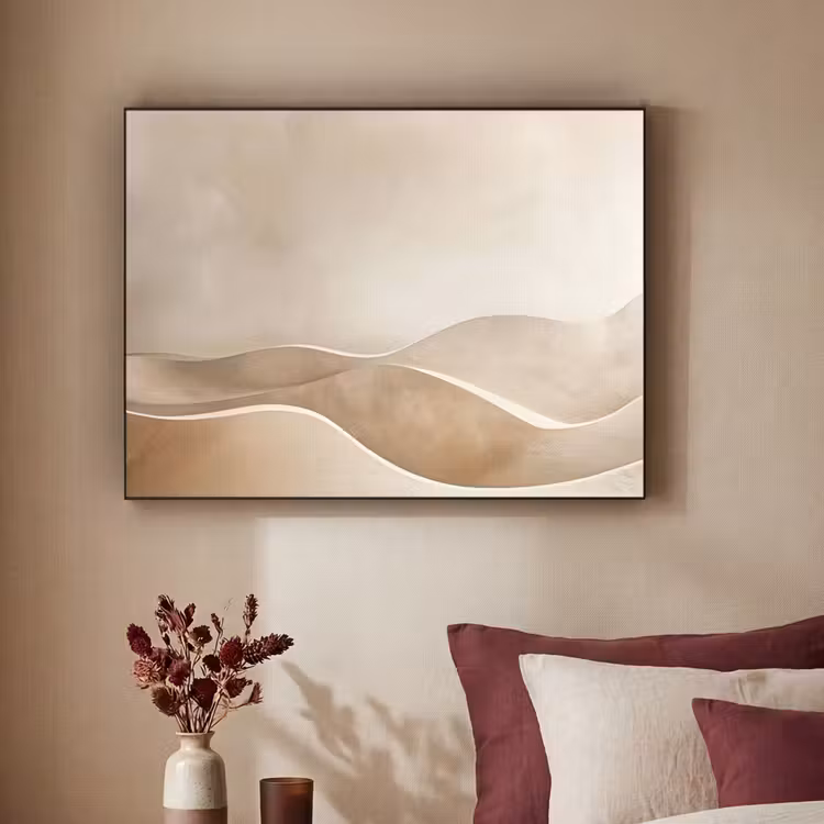 Beige - Natuur - Abstract - Modern Textielframe zwart klein -sfeer1
