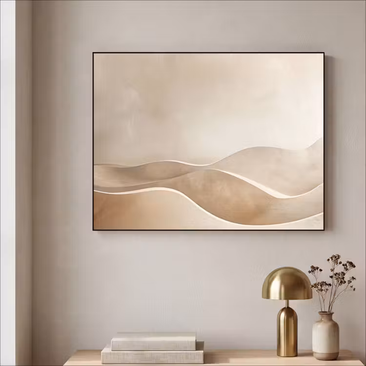 Beige - Natuur - Abstract - Modern Textielframe zwart klein -sfeer2