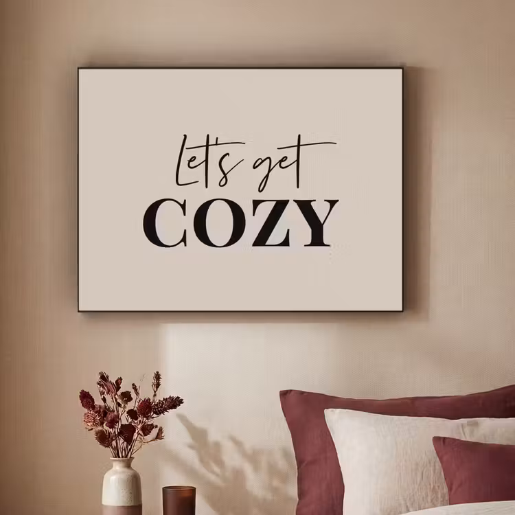 Beige - Winter - Quote - Cozy Textielframe zwart klein -sfeer1