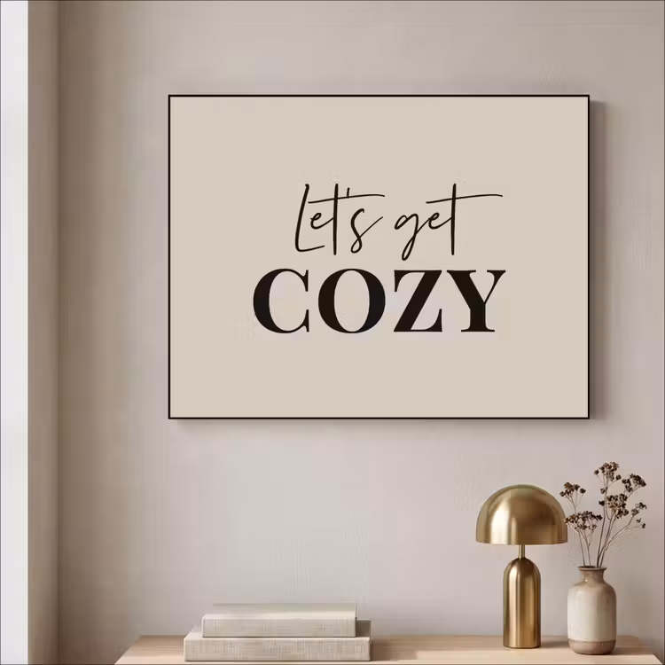 Beige - Winter - Quote - Cozy Textielframe zwart klein -sfeer2