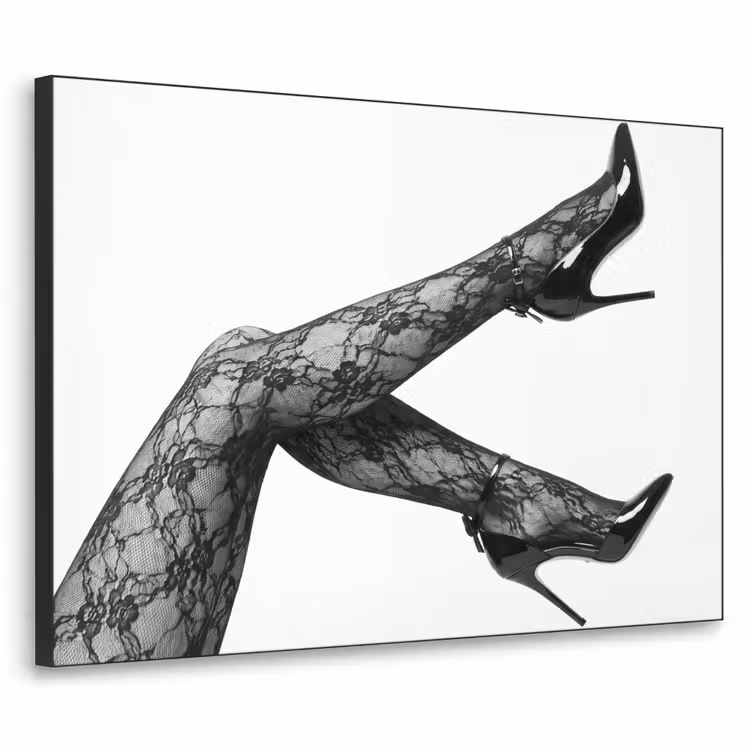 Benen - Kant - Hakken - Zwart - Wit - Uitdagend Textielframe zwart klein -3d