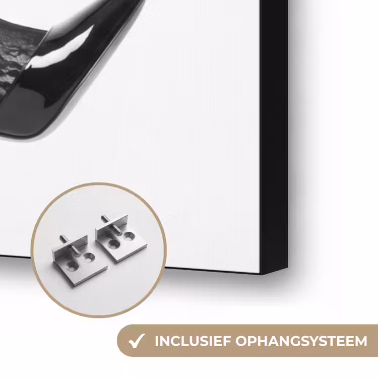 Benen - Kant - Hakken - Zwart - Wit - Uitdagend Textielframe zwart klein -USP_ophangsysteemNL