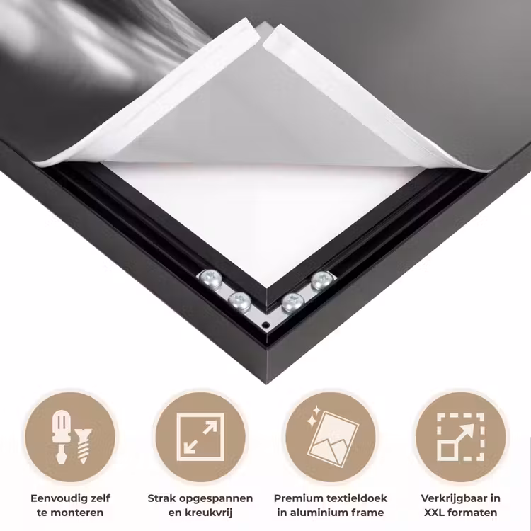 Bengaal - Kat - Tafelkleed - Zwart - Wit - Dier Textielframe zwart klein -USP_feed_closeupNL