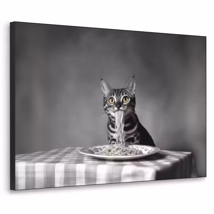 Bengaal - Kat - Tafelkleed - Zwart - Wit - Dier Textielframe zwart klein -3d