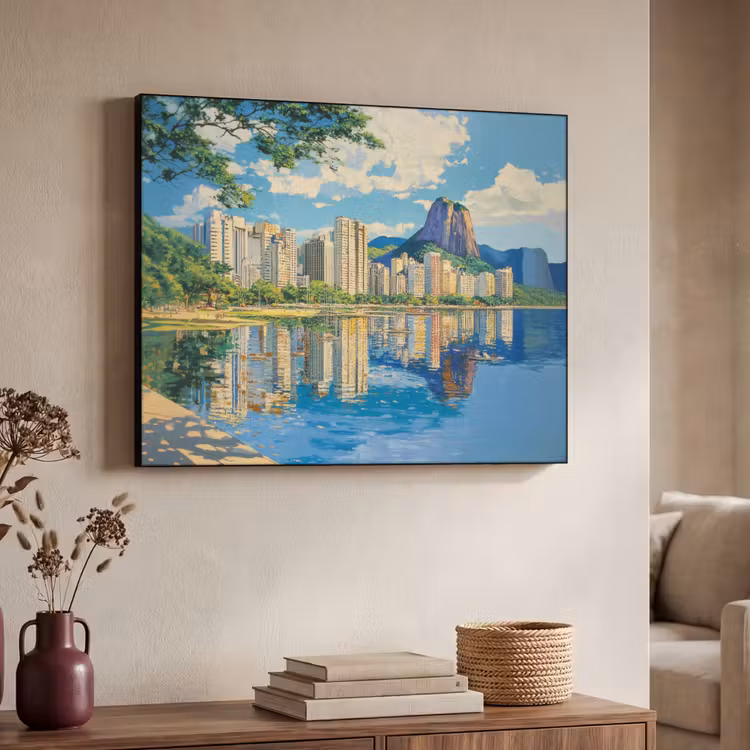 Berg - Skyline - Strand - Water Textielframe - compleet frame klein -sfeer3