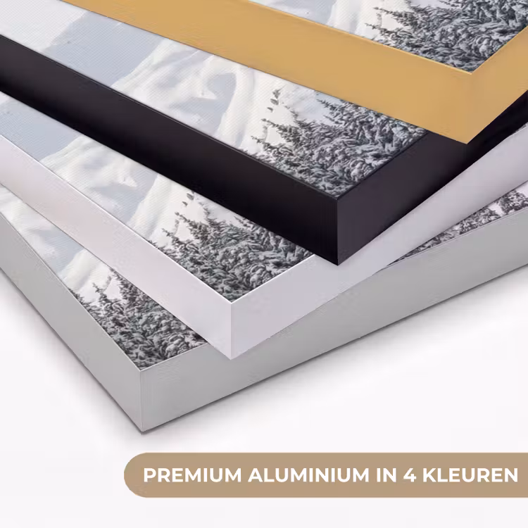 Berg - Sneeuw - Winter - Natuur - Wit Textielframe zwart klein -USP_kleurenNL
