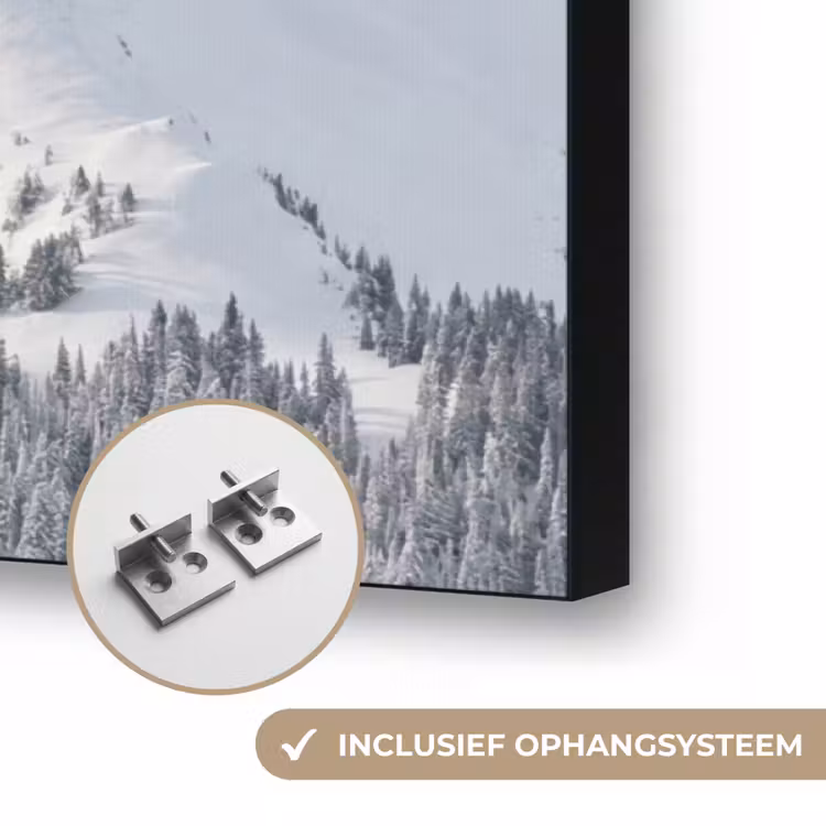 Berg - Sneeuw - Winter - Natuur - Wit Textielframe zwart klein -USP_ophangsysteemNL