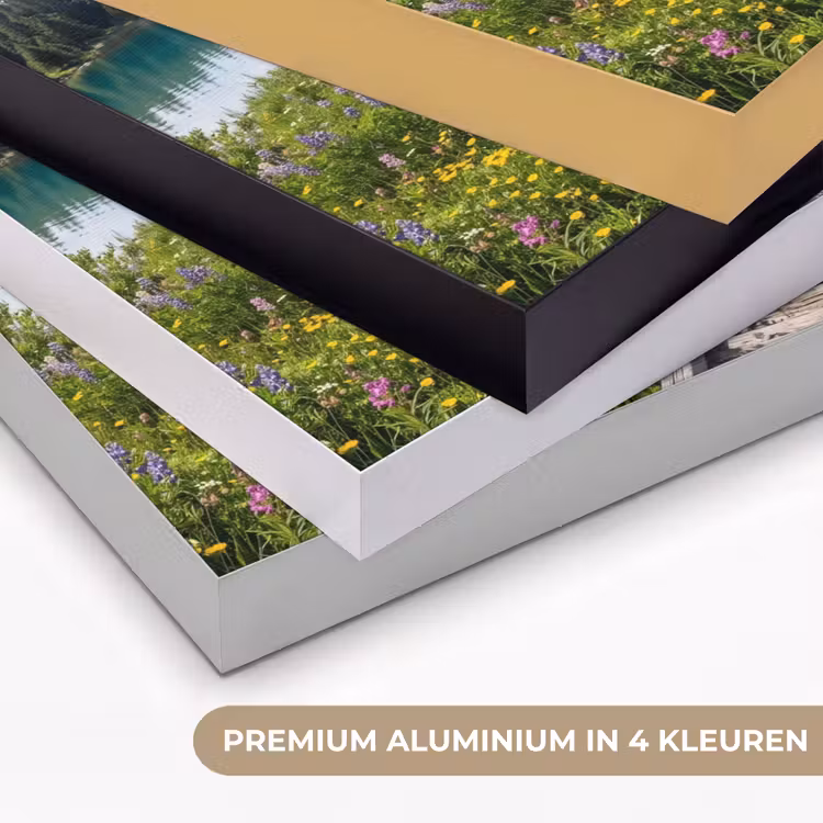 Bergen - Meer - Landschap - Blauw Textielframe zwart klein -USP_kleurenNL