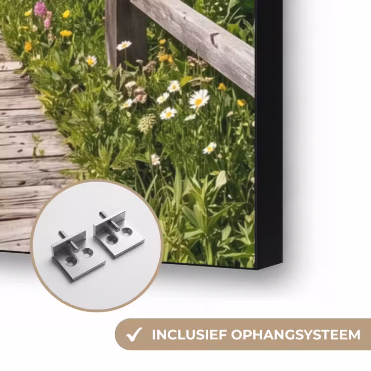 Bergen - Meer - Landschap - Blauw Textielframe zwart klein -USP_ophangsysteemNL
