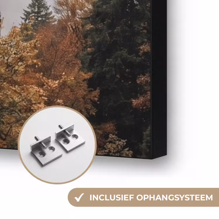 Bergen - Vallei - Mist - Herfst - Natuur Textielframe zwart klein -USP_ophangsysteemNL