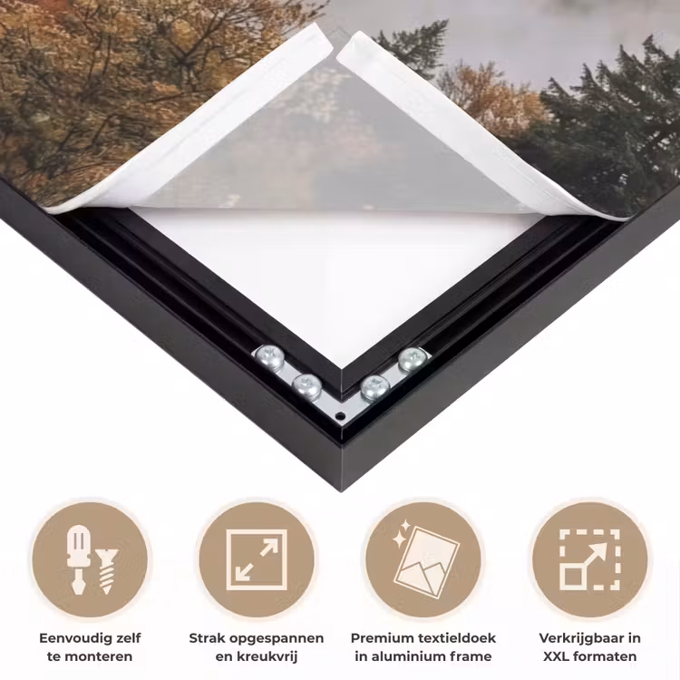 Bergen - Vallei - Mist - Herfst - Natuur Textielframe zwart klein -USP_feed_closeupNL