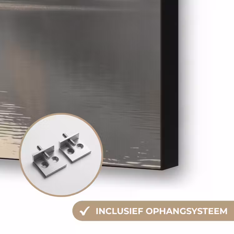 Bergen - Water - Mist - Natuur - Landschap Textielframe zwart klein -USP_ophangsysteemNL