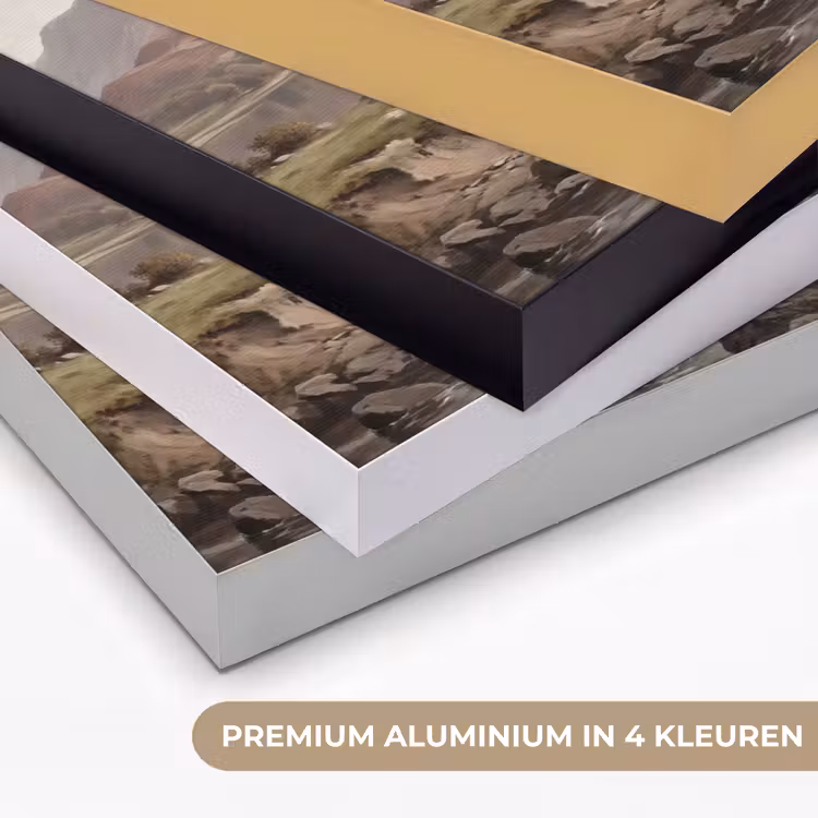 Berglandschap - Meer - Bergen - Vallei - Klassiek Textielframe zwart klein -USP_kleurenNL