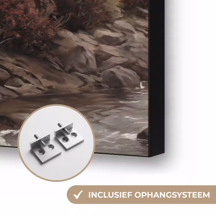 Berglandschap - Meer - Bergen - Vallei - Klassiek Textielframe zwart klein -USP_ophangsysteemNL