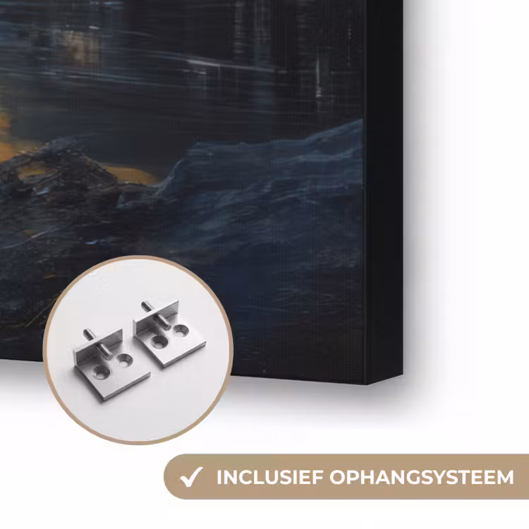 Berglandschap met Gouden Zonsondergang Textielframe zwart klein -USP_ophangsysteemNL