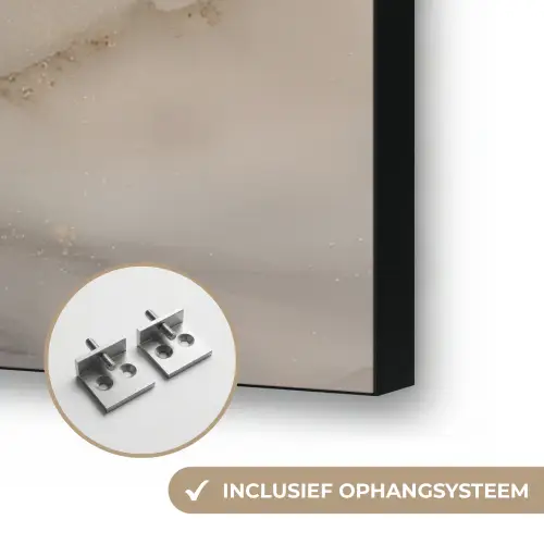Berglandschap - Mist  - Penseelstreken Textielframe zwart klein -USP_ophangsysteemNL