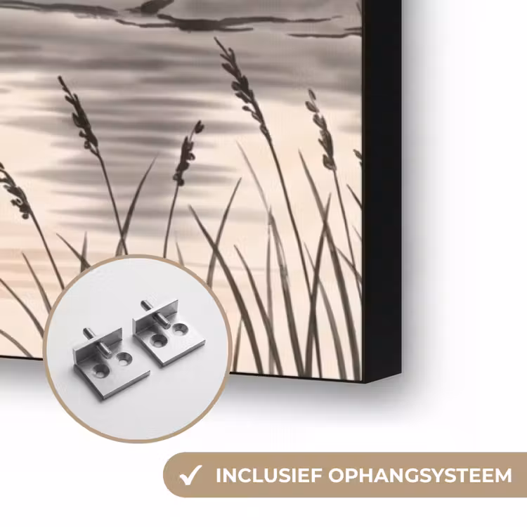 Bergtop - Meer - Bloesem Textielframe zwart klein -USP_ophangsysteemNL