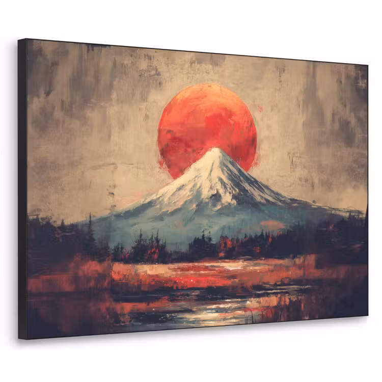 Bergtop - Sneeuw - Zon Textielframe - compleet frame klein -3d