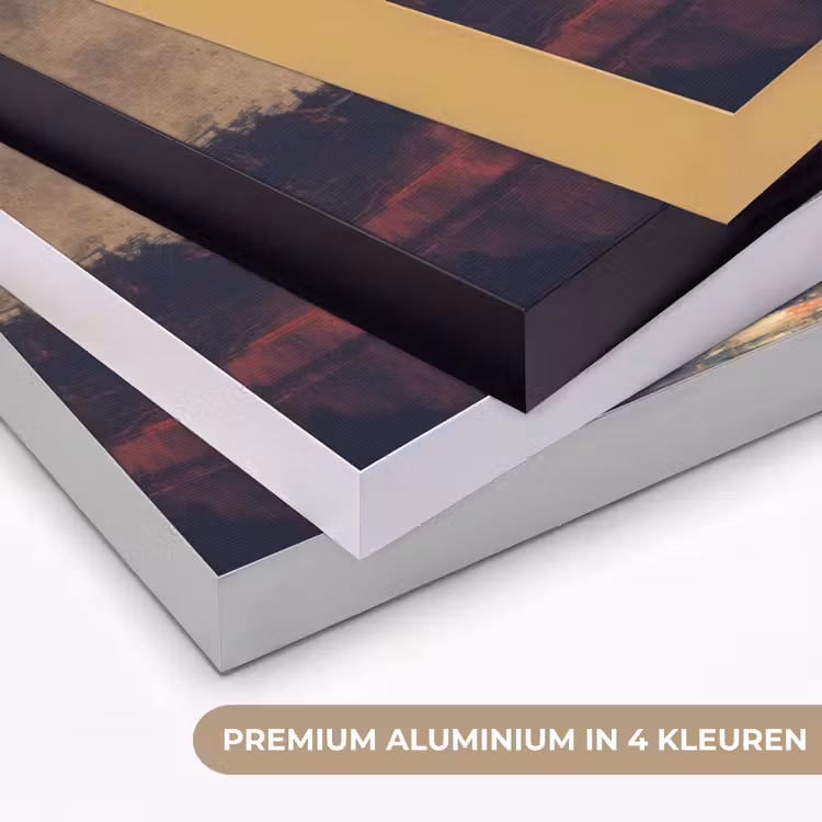 Bergtop - Sneeuw - Zon Textielframe zwart klein -USP_kleurenNL