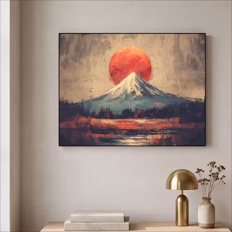 Bergtop - Sneeuw - Zon Textielframe - compleet frame klein -sfeer2