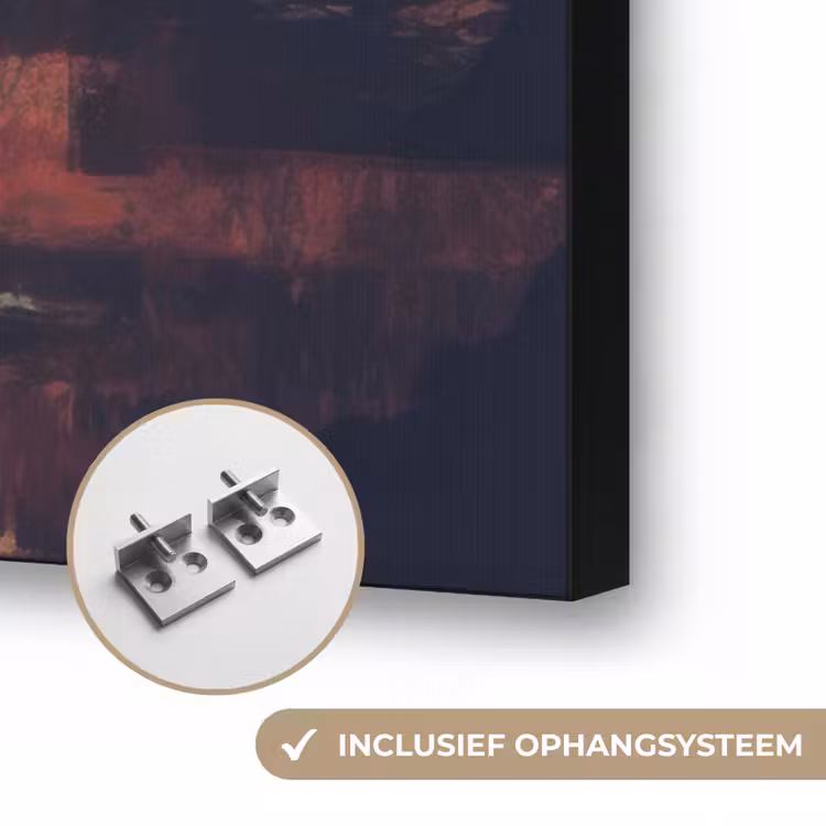 Bergtop - Sneeuw - Zon Textielframe zwart klein -USP_ophangsysteemNL