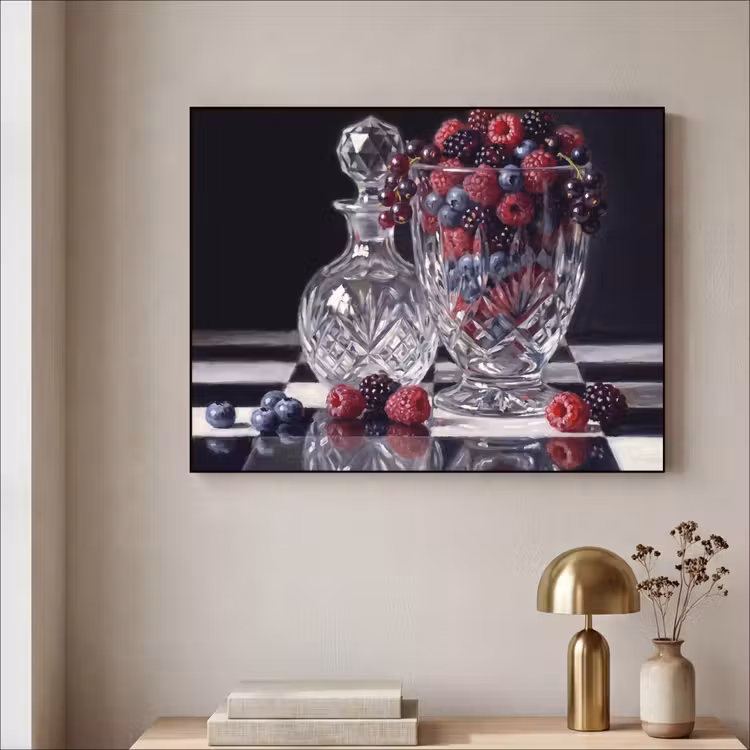 Art frame - Bessen - Kristal - Stilleven - Bessen - Kristal - Stilleven Textielframe zwart klein