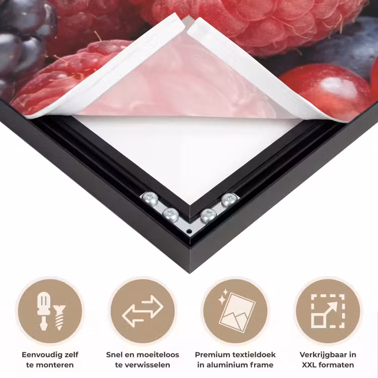 Bessen - Mix - Vers - Eten - Kleurrijk Textielframe zwart klein -USP_closeupNL