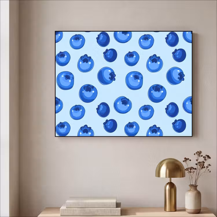 Bessen - Modern - Blauw Textielframe zwart klein 947 -sfeer2