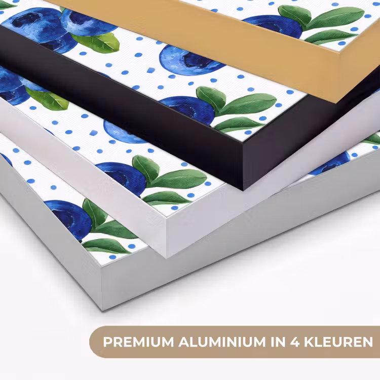 Bessen - Patroon - Blauw Textielframe zwart klein 947 -USP_kleurenNL