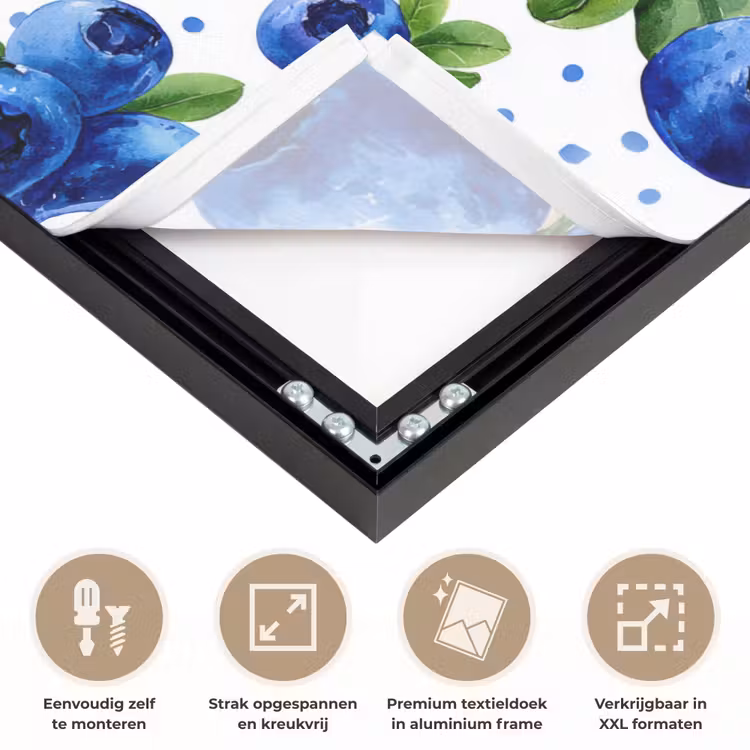 Bessen - Patroon - Blauw Textielframe zwart klein 947 -USP_feed_closeupNL