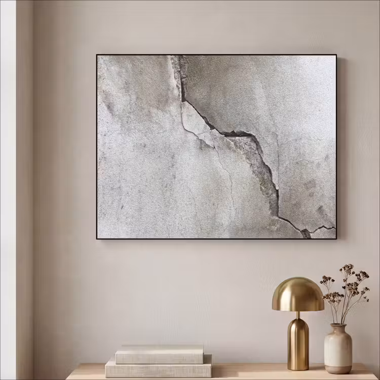 Beton - Industrieel - Grijs Textielframe zwart klein -sfeer2