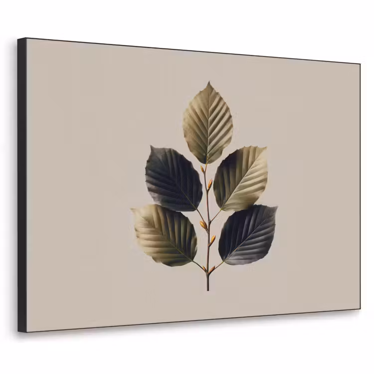 Beukenbladeren - Bruin - Groen - neutraal Textielframe - compleet frame klein -3d