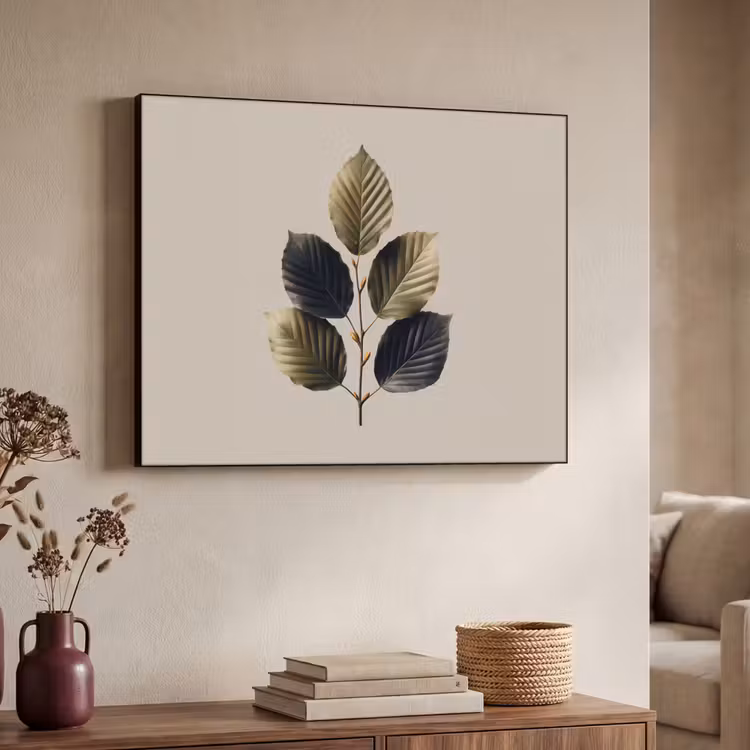 Beukenbladeren - Bruin - Groen - neutraal Textielframe - compleet frame klein -sfeer3