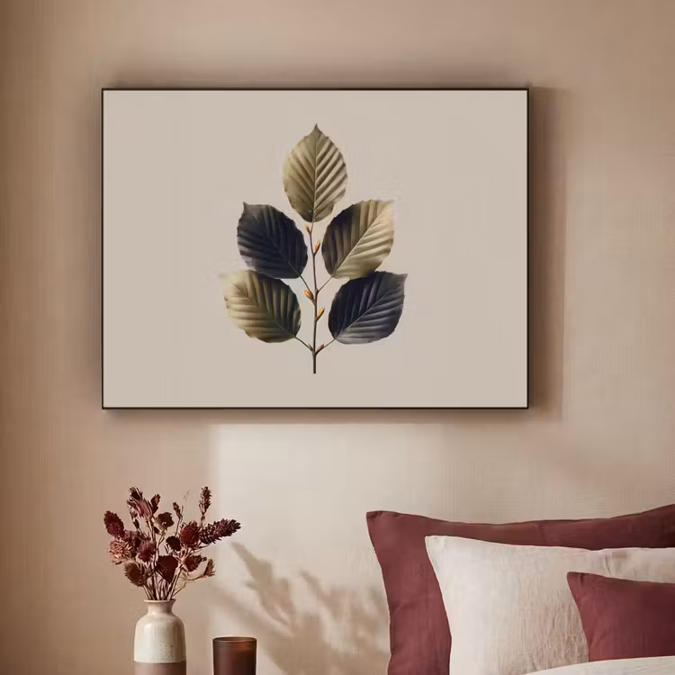 Beukenbladeren - Bruin - Groen - neutraal Textielframe zwart klein -sfeer1