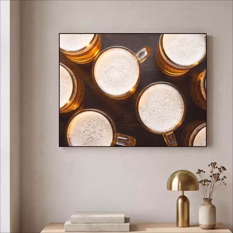 Bier - Glazen - Schuim - Hout - Drank Textielframe zwart klein -sfeer2