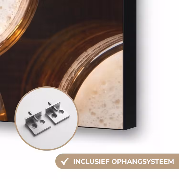 Bier - Glazen - Schuim - Hout - Drank Textielframe zwart klein -USP_ophangsysteemNL