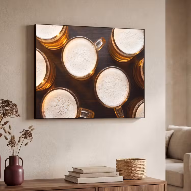 Bier - Glazen - Schuim - Hout - Drank Textielframe zwart klein -sfeer3