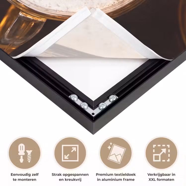 Bier - Glazen - Schuim - Hout - Drank Textielframe zwart klein -USP_feed_closeupNL