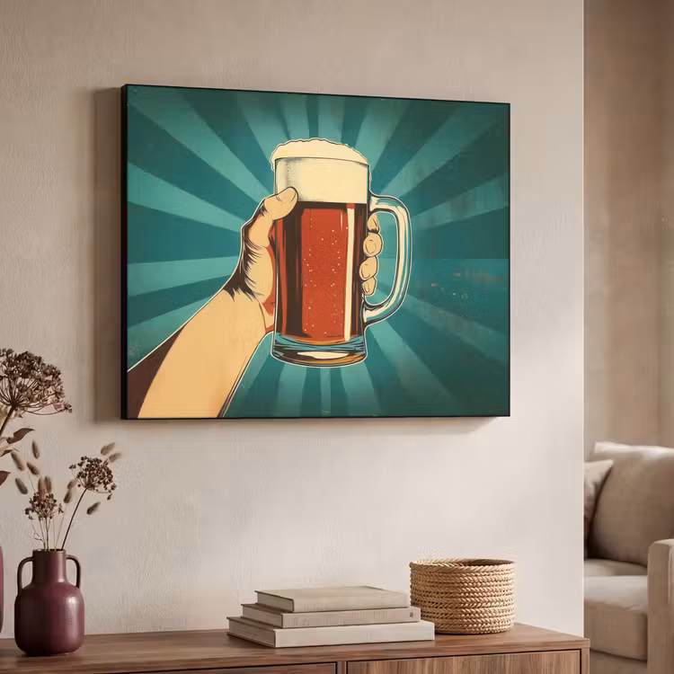 Bierglas - Schuim - Retro - Groen Textielframe - compleet frame klein -sfeer3